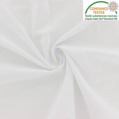 Voile coton uni blanc au mètre labelisé Oeko-Tex