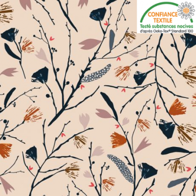 Tissu coton au mètre Dashwood motifs fleurs labelisé Oeko-Tex